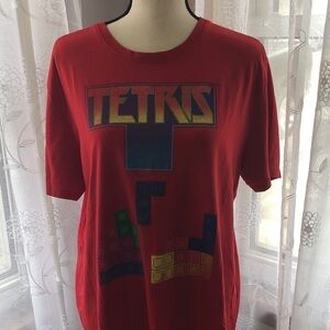 Tetris red t-shirt vintage gamer, video game SZ  L
